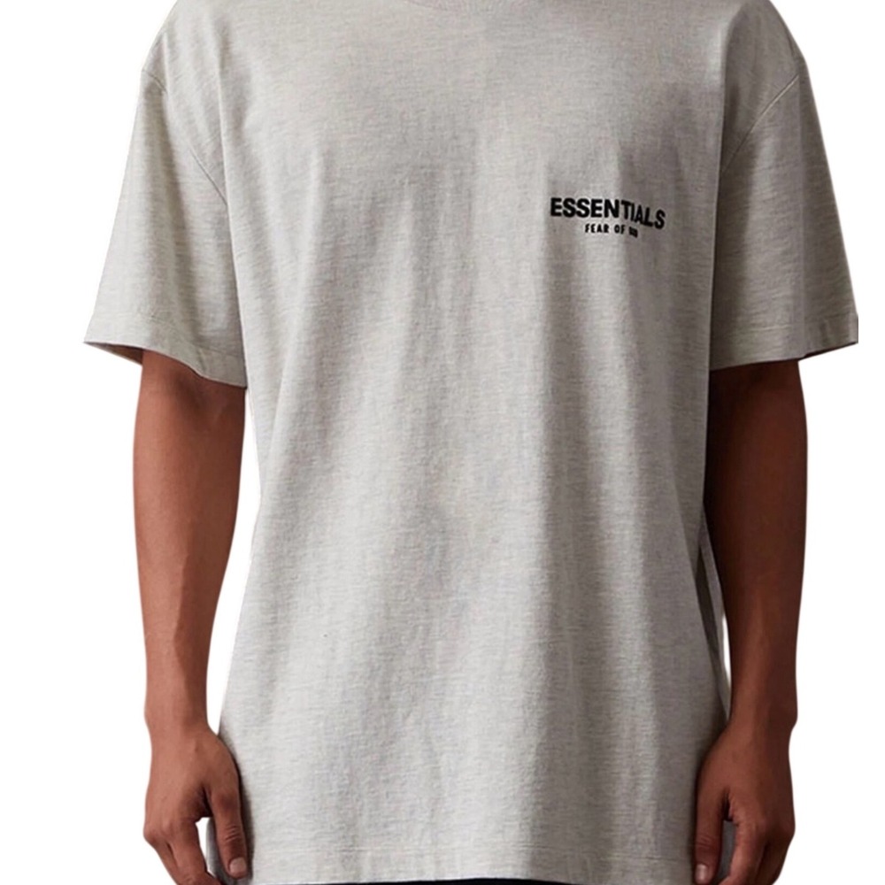 Fear of God Essentials T-Shirt Light Oatmeal Heather Logo XXL New